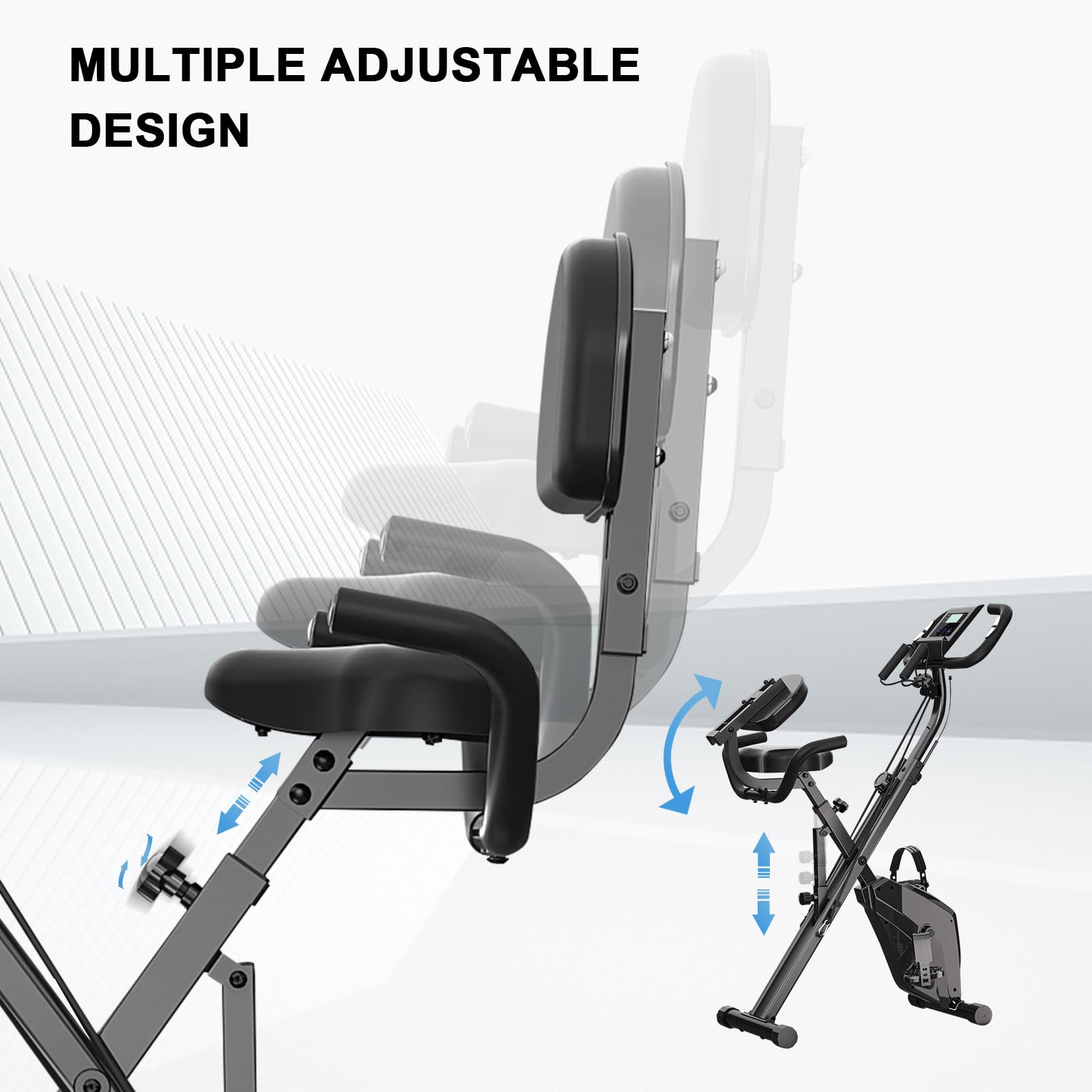 Dskeuzeew Heimtrainer Fahrrad Klappbar Ergometer Heimtrainer Fahrrad mit Integriertes Widerstandsband für Zuhause 150kg Belastbar mit Magnetwiderstand und LCD-Display Hometrainer Platzsparend