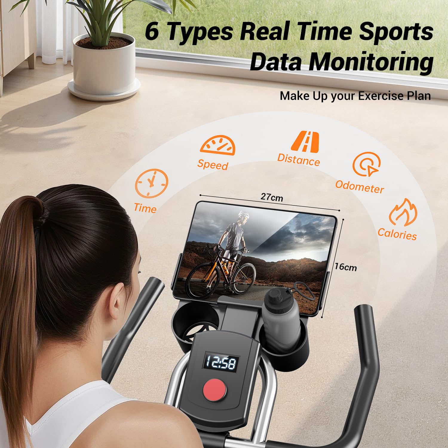 CURSOR FITNESS Heimfahrrad für Zuhause, Stilles Fitnessbike mit Einstellbarem Widerstand, Verstellbarem Lenker und Sattel, LCD-Display, Atmungsaktiven Sitzpolstern, für Cardio-Training
