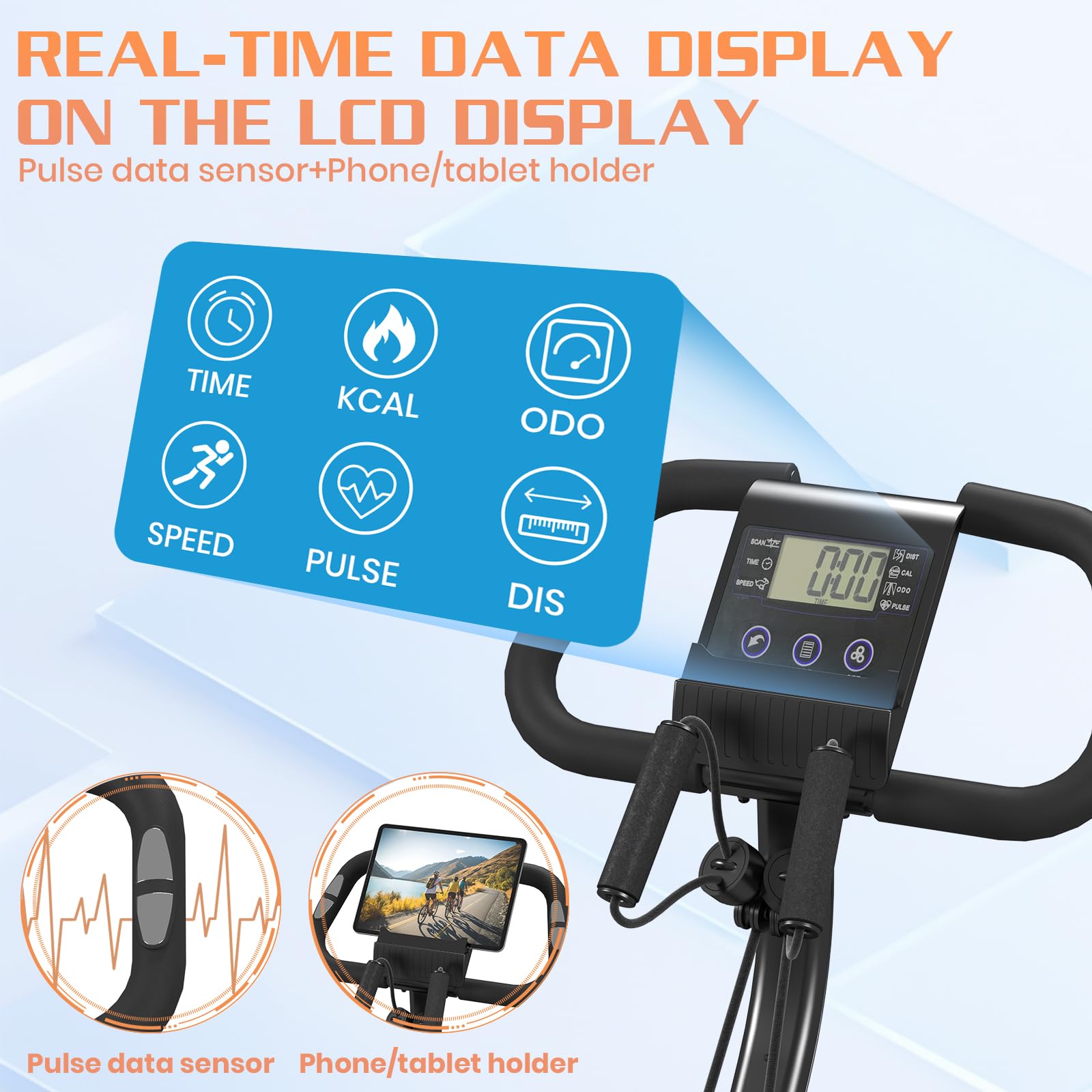 Dskeuzeew Heimtrainer Fahrrad Klappbar Ergometer Heimtrainer Fahrrad mit Integriertes Widerstandsband für Zuhause 150kg Belastbar mit Magnetwiderstand und LCD-Display Hometrainer Platzsparend