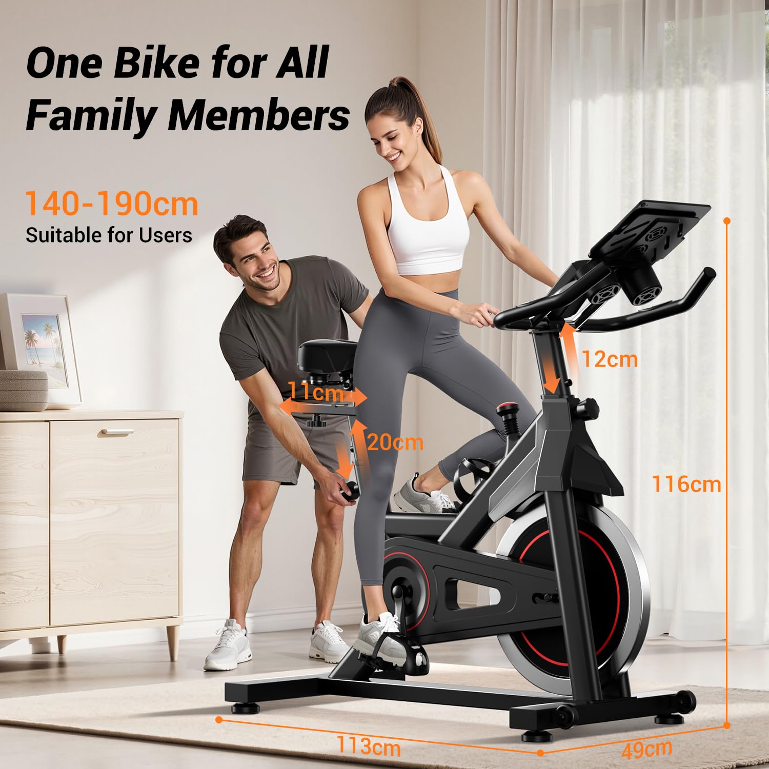CURSOR FITNESS Heimfahrrad für Zuhause, Stilles Fitnessbike mit Einstellbarem Widerstand, Verstellbarem Lenker und Sattel, LCD-Display, Atmungsaktiven Sitzpolstern, für Cardio-Training