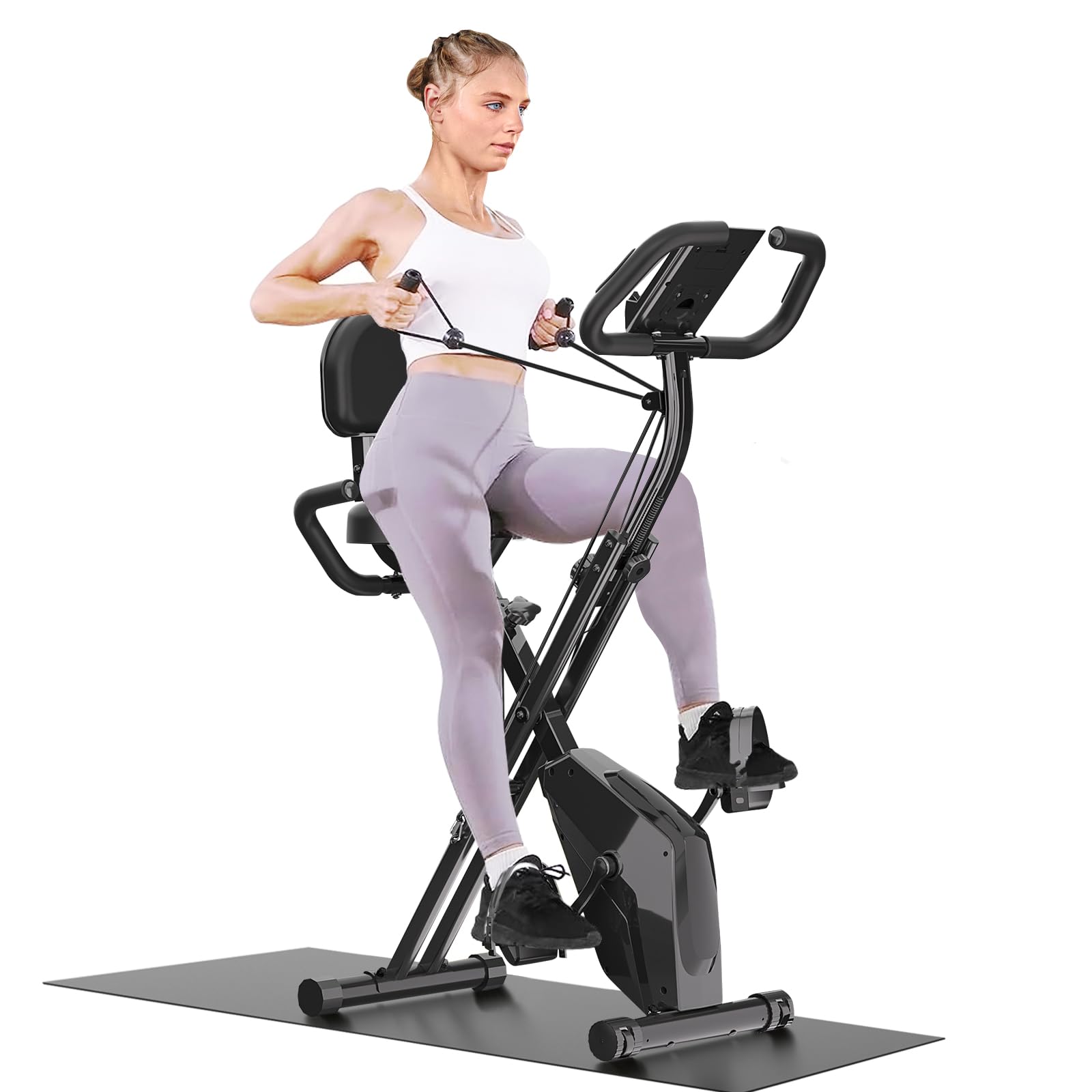 Dskeuzeew Heimtrainer Fahrrad Klappbar Ergometer Heimtrainer Fahrrad mit Integriertes Widerstandsband für Zuhause 150kg Belastbar mit Magnetwiderstand und LCD-Display Hometrainer Platzsparend